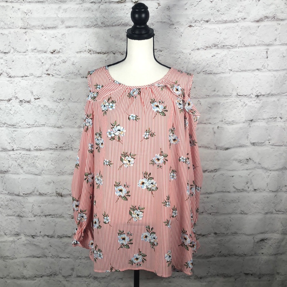 NWOT Suzanne Betro Cold Shoulder Blouse Sz XL